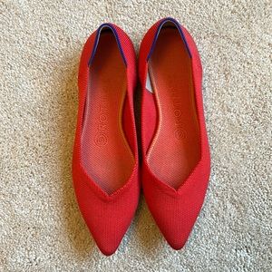 Rothy’s red pointed toe flats with removable soles - excellent condition